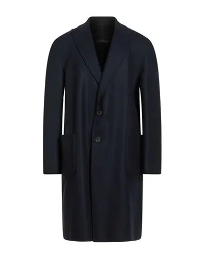 Shop Lardini Man Coat Navy Blue Size 46 Wool