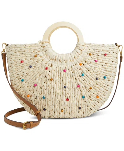 Shop Style & Co Straw Tote Crossbody, Created For Macy's In Multi Beads