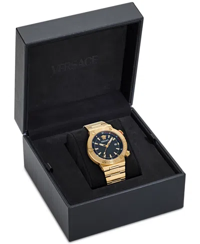 Shop Versace Men's Swiss Gold Ion Plated Stainless Steel Bracelet Watch 43mm