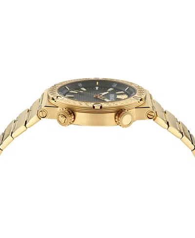 Versace Greca Time Gmt Watch In Gold