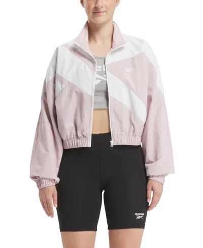 Shop Reebok Women's Classics Franchise Zip-up Track Jacket In Ash Lilac