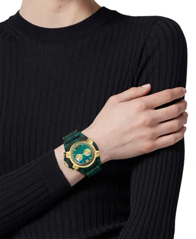 Shop Versace Men's Swiss Chronograph Blue Silicone Strap Watch 44mm
