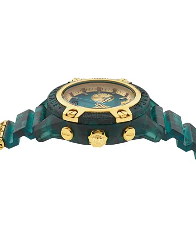 Shop Versace Men's Swiss Chronograph Blue Silicone Strap Watch 44mm