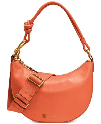 Shop Donna Karan Roslyn Small Leather Hobo Bag In Tangerine