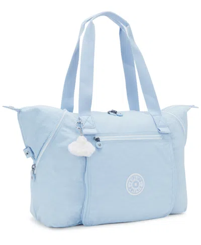 Shop Kipling 's Wellness Art M Large Nylon Zip-top Tote Bag In Frost Blue Bl