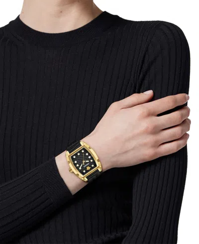Shop Versace Women's Swiss Black Silicone Strap Watch 45x36mm In Gold