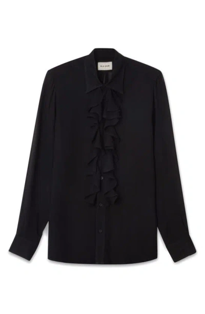 Shop Blk Dnm Ruffle Front Button-up Shirt In Black