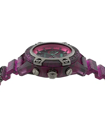 Shop Versace Men's Swiss Chronograph Pink Silicone Strap Watch 44mm