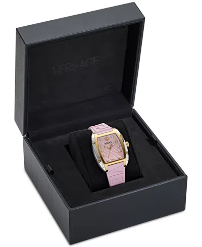 Shop Versace Women's Swiss Pink Silicone Strap Watch 45x36mm In Two Tone