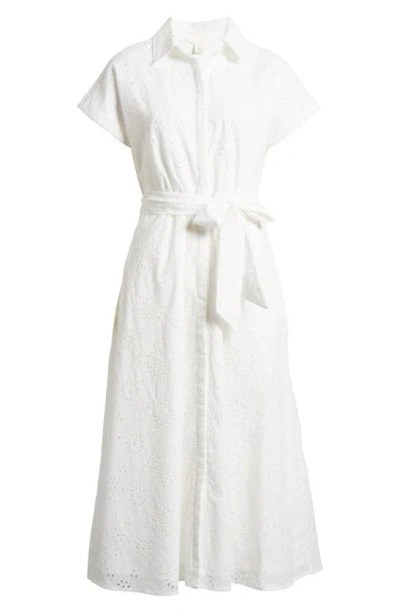 Caslon Eyelet Embroidery Cotton Shirtdress In White