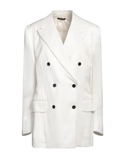 Tom Ford Fluid Double-breasted Satin Blazer In White