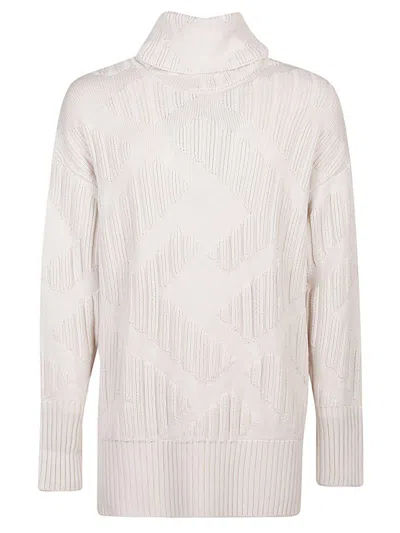 Shop Fendi High-neck Knitted Sweater In Beige