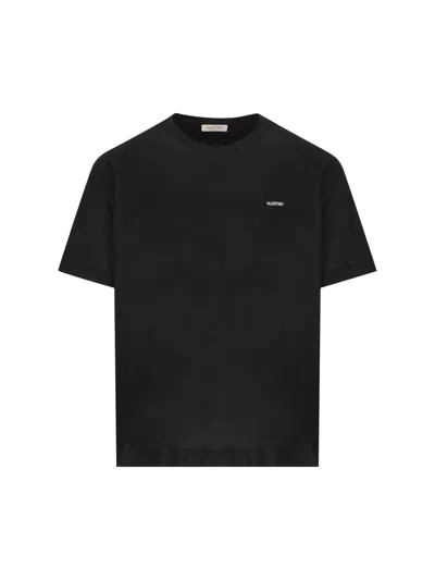 Shop Valentino Logo Printed Crewneck T-shirt In Black