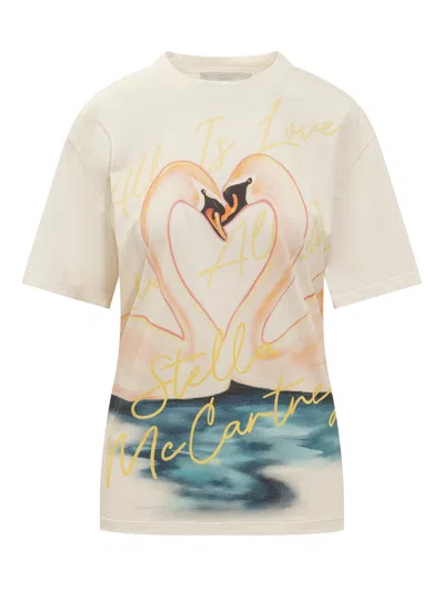 Shop Stella Mccartney Painted Swan T-shirt In Bianco
