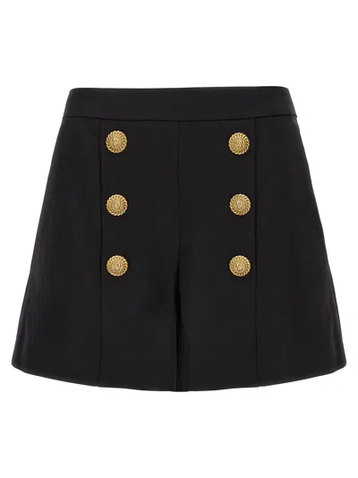 Shop Balmain Contrast Buttons Shorts In Black
