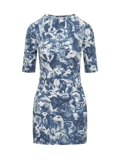 Shop Stella Mccartney Crowd Mini Dress In Blu
