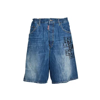Shop Dsquared2 Icon Mid-rise Denim Shorts In Blu Denim