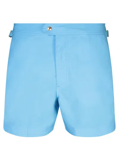 Shop Tom Ford Piping Light Blue/white Swimsuit