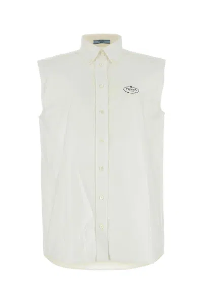 Shop Prada White Oxford Shirt In Default Title