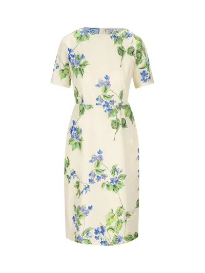 Shop Prada Floral Print Short-sleeve Dress In Default Title