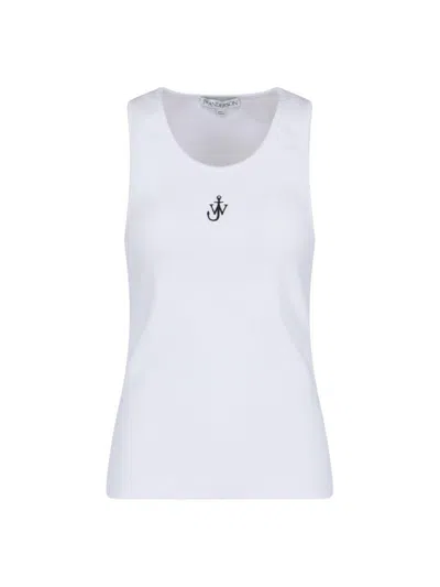 Shop Jw Anderson J.w. Anderson Logo Embroidered Ribbed Tank Top In Default Title