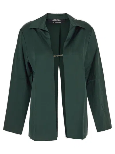 Shop Jacquemus Open Charm Logo Shirt In Green