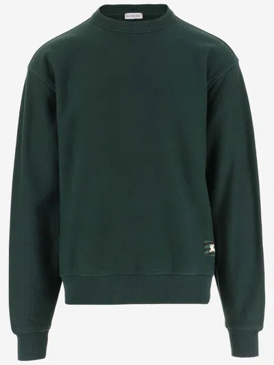 Shop Burberry Cotton Sweatshirt With Logo In Green