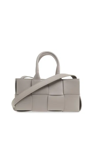 Shop Bottega Veneta Mini East-west Arco Tote Bag In Grey