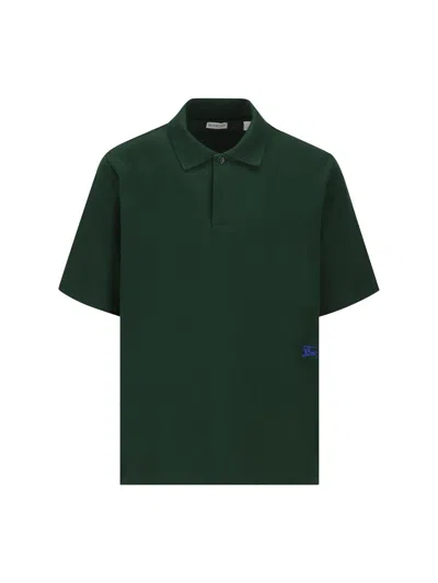 Shop Burberry Logo-embroidered Short Sleeved Polo Shirt In Ivy