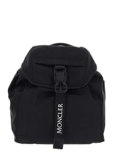 Shop Moncler Logo Printed Backpack In Nero