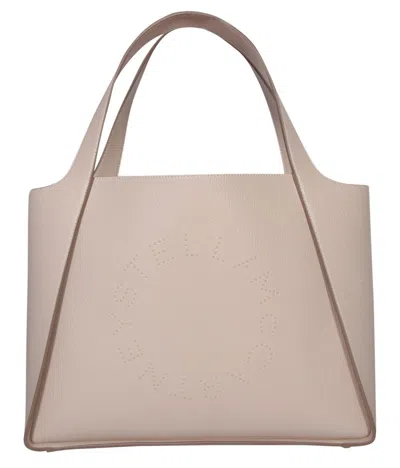 Shop Stella Mccartney Logo Studded Open-top Tote Bag In Neutro