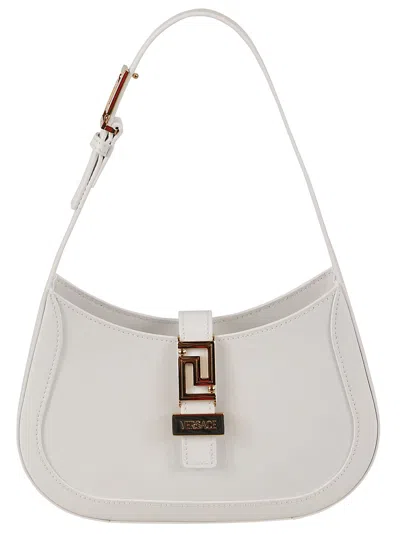 Shop Versace Logo Lap Shoulder Bag In Optic White