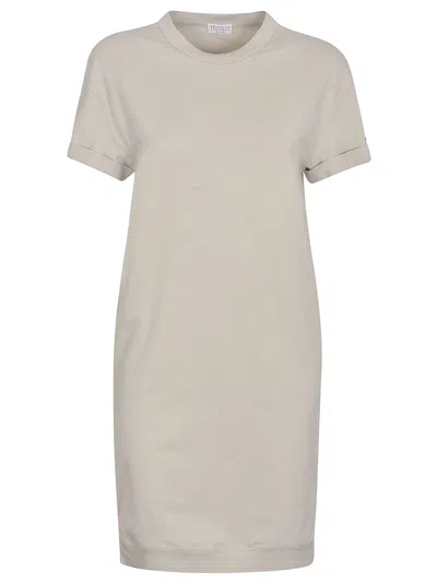 Shop Brunello Cucinelli Plain T-shirt Dress In Quarzo