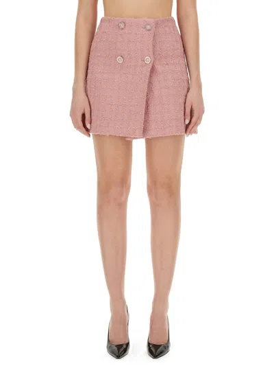 Shop Versace Mini Wrap Skirt In Rosa