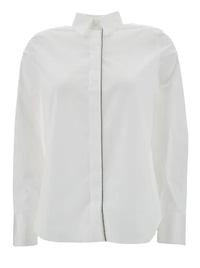 Shop Brunello Cucinelli Straight-point Collared Buttoned Shirt In White