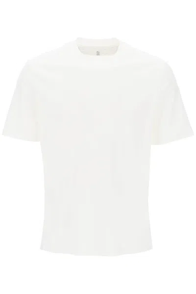 Shop Brunello Cucinelli Crewneck Short-sleeved T-shirt In White
