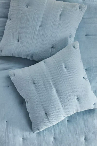 Shop Anthropologie Elysian Cross-dyed Gauze Square Cushion Cover In Blue