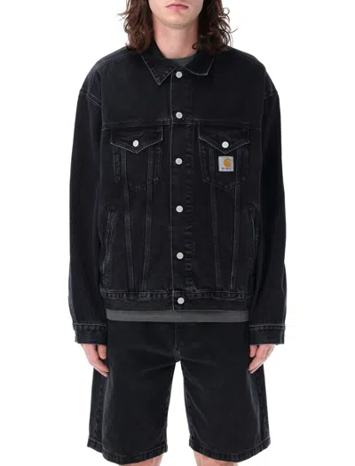 Shop Carhartt Wip Helston Jacket In Black Stone Wash