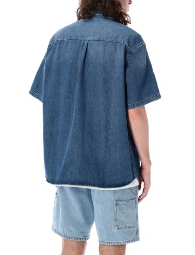 Shop Carhartt Wip S/s Ody Shirt In Blue Dark Used Wash