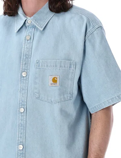 Shop Carhartt Wip S/s Ody Shirt In Blue Stone Blitched