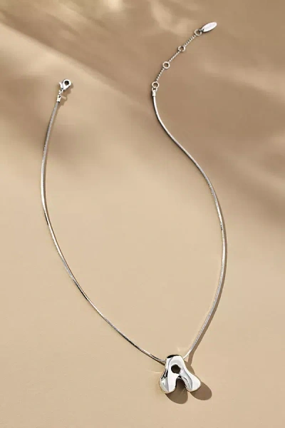 Anthropologie Silver Bubble Letter Monogram Necklace In Alphabet