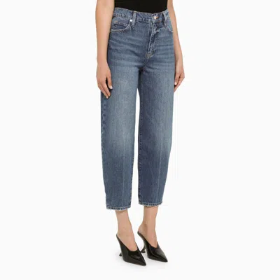 Shop Frame Del Amo Grind Ultra High Rise Barrel Jeans In Blue