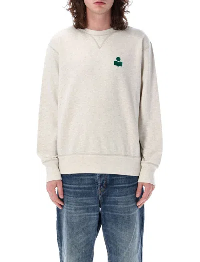 Shop Isabel Marant Mike Logo Sweatshirt In Ecru/emerald