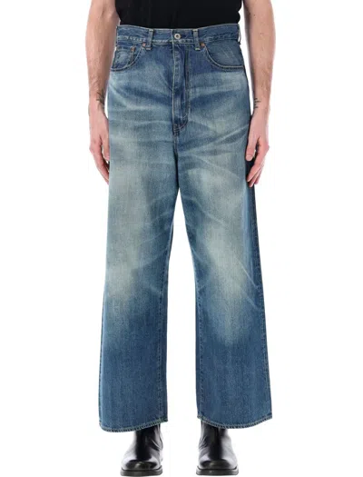 Shop Junya Watanabe High-waisted Jeans In Indigo
