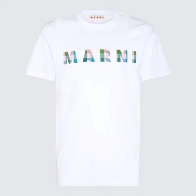 Shop Marni White Multicolour Cotton T-shirt In Lily White
