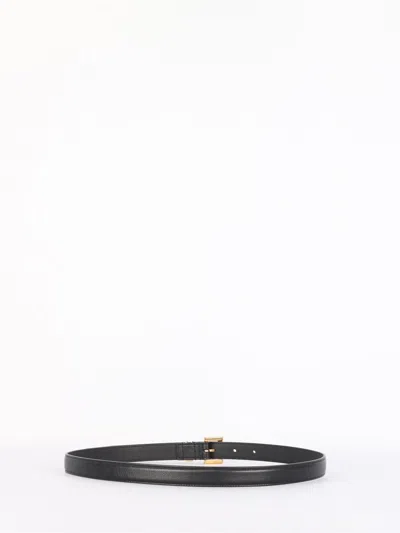 Shop Saint Laurent Monogram Thin Belt In Black
