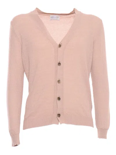 Sette Fili Cashmere Pink Bouclé Cardigan In Multicolor