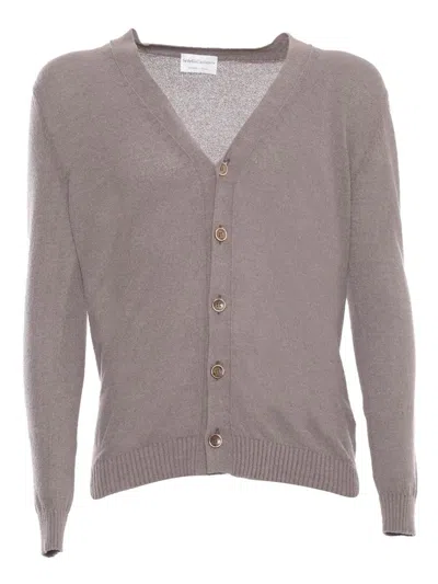 Sette Fili Cashmere Brown Bouclé Cardigan In Multicolor