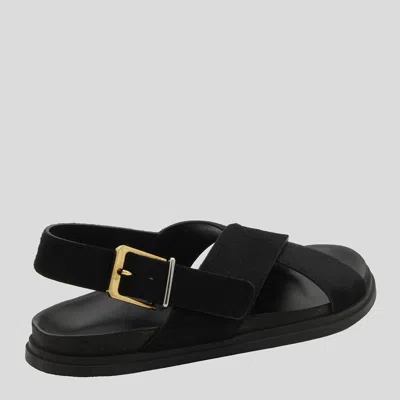 Shop The Row Black Buckle Leather Sandals