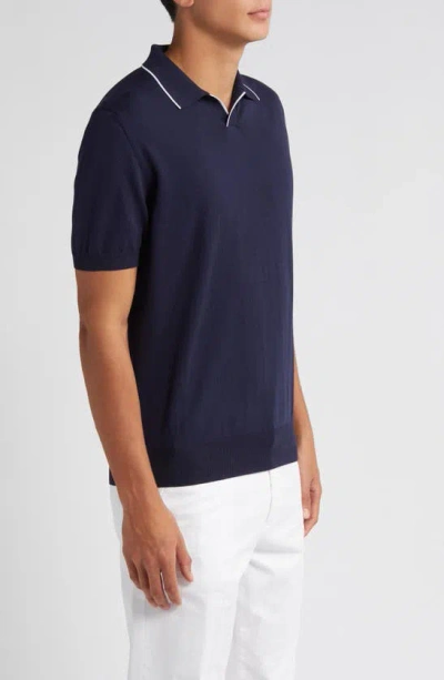 Shop Canali Johnny Collar Polo In Navy
